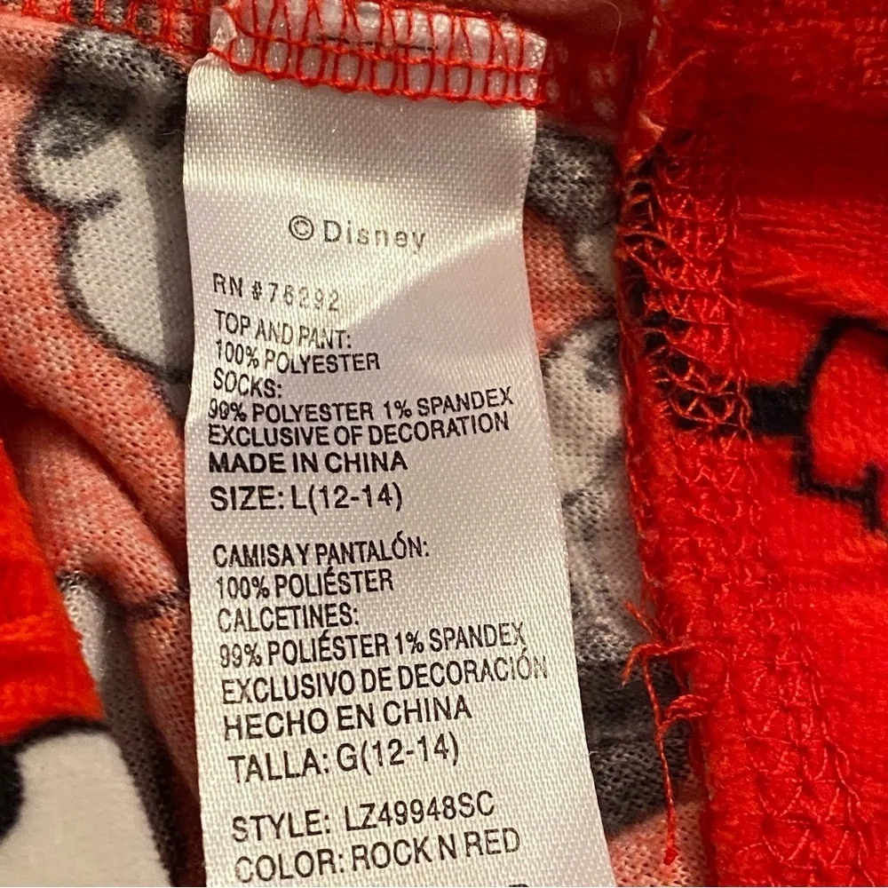 Disney Pajamas Womens Size L (12-14) Mickey Mouse Red Pull On Stretch - Picture 5 of 7